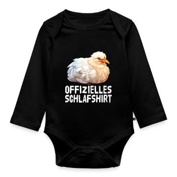 Chemise de couchage officielle Poulets - Body Bébé bio manches longues - noir - Devant