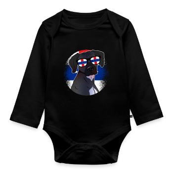 Netherlands Antilles - Organic Longsleeve Baby Bodysuit - black - Front