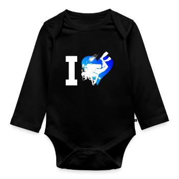 Scuba Diver Free Dive Taucher Diver Tauchen - Baby Bio-Langarm-Body - Schwarz - Vorne