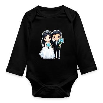 just married - pour mariage - Body Bébé bio manches longues - noir - Devant