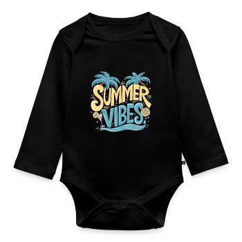 Vacances à la plage Summer Vibes - Body Bébé bio manches longues - noir - Devant