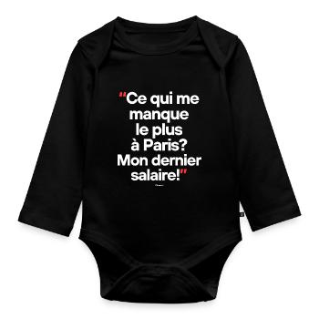 Citation célèbre footballeur - Body Bébé bio manches longues - noir - Devant