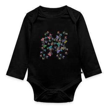 Schmetterlinge Gefühle Emotion Schmerz Depression - Baby Bio-Langarm-Body - Schwarz - Vorne