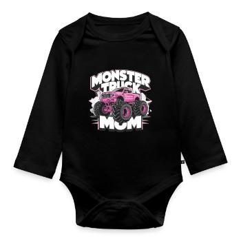 Monster Truck Mom für Frauen und Mädchen - Baby Bio-Langarm-Body - Schwarz - Vorne