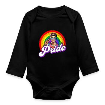 Pride Gay CSD Love LGBTQ Colors of the Rainbow - Organic Longsleeve Baby Bodysuit - black - Front