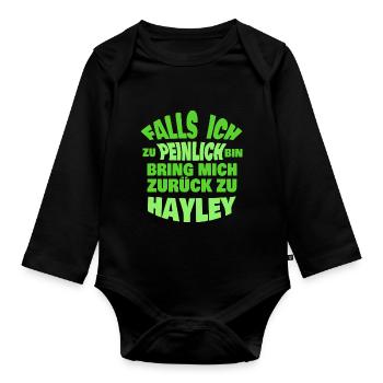 Gift for Hayley - Organic Longsleeve Baby Bodysuit - black - Front