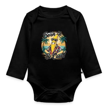 Drôle de banane avec un dicton pour les vacances - Body Bébé bio manches longues - noir - Devant