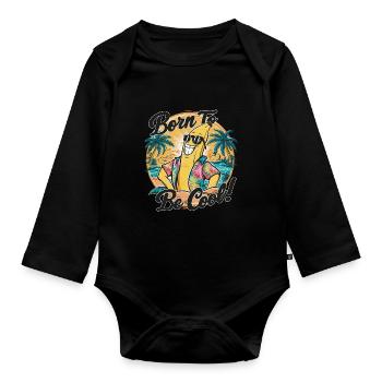 Drôle de banane avec un dicton pour les vacances - Body Bébé bio manches longues - noir - Devant
