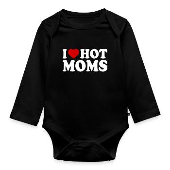 I love hot moms mom - Baby Bio-Langarm-Body - Schwarz - Vorne