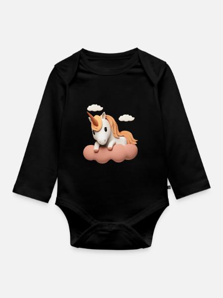 Unicorn Cloud - Baby Bio-Langarm-Body - Schwarz