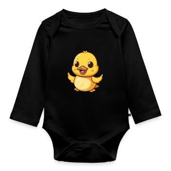 Fröhliches Entlein Tanzt Freudevoll - Baby Bio-Langarm-Body - Schwarz - Vorne