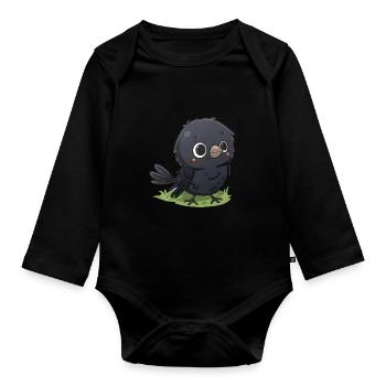 D’adorables amis corbeaux kawaii pour vous - Body Bébé bio manches longues - noir - Devant