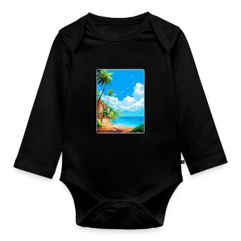 Palau Italie Affiche de voyage vintage WPA Art Souvenir - Body Bébé bio manches longues - noir - Devant