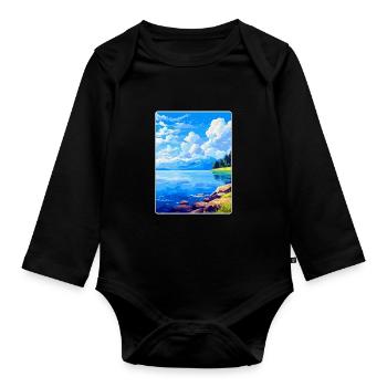 Lac du Bourget France Affiche de voyage vintage souvenir - Body Bébé bio manches longues - noir - Devant