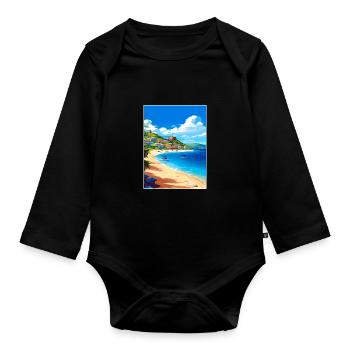 Saint Maarten Karibik Vintage Reiseposter - Baby Bio-Langarm-Body - Schwarz - Vorne