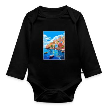 Ponza Italy Vintage Travel Poster WPA Art Souvenir - Organic Longsleeve Baby Bodysuit - black - Front