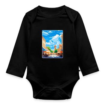 Nîmes Frankreich Vintage Reiseplakat WPA Souvenir - Baby Bio-Langarm-Body - Schwarz - Vorne