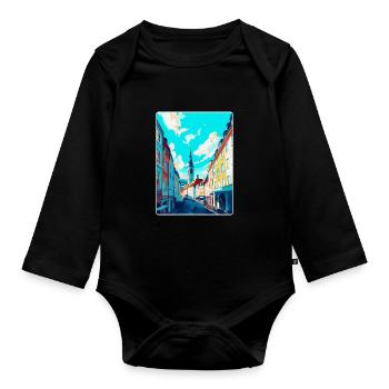 Linz Austria Vintage Travel Poster WPA Souvenir - Organic Longsleeve Baby Bodysuit - black - Front