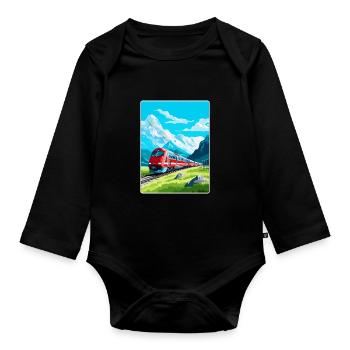 Glacier Express Switzerland Vintage Travel Poster - Organic Longsleeve Baby Bodysuit - black - Front