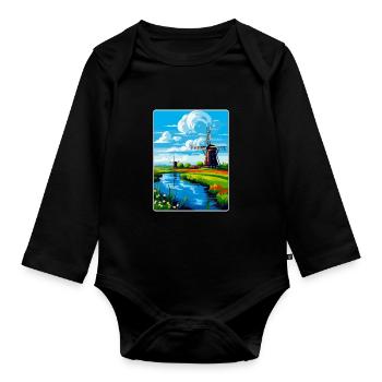 Netherlands Vintage Travel Poster WPA Art Souvenir - Organic Longsleeve Baby Bodysuit - black - Front