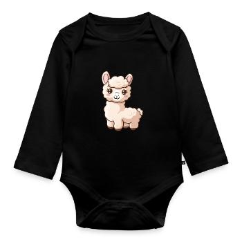 Joli motif d’alpaga pour les amoureux des animaux - Body Bébé bio manches longues - noir - Devant