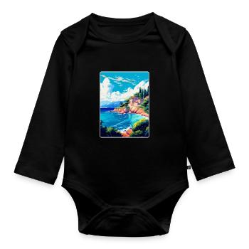 Punta Rata Kroatien Vintage Reiseplakat Souvenir - Baby Bio-Langarm-Body - Schwarz - Vorne