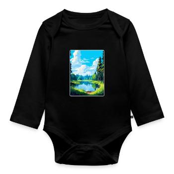 Bialowieza Pologne Affiche de voyage vintage souvenir - Body Bébé bio manches longues - noir - Devant