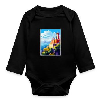 Sintra Portugal Affiche de voyage vintage Souvenir WPA - Body Bébé bio manches longues - noir - Devant