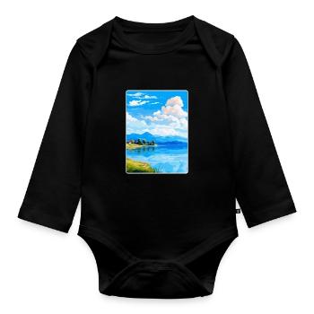 Lac de Varèse Italie Affiche de voyage vintage souvenir - Body Bébé bio manches longues - noir - Devant