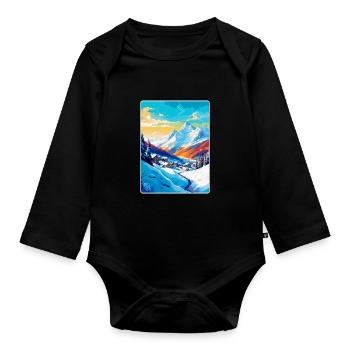 Les Arcs France Vintage Travel Poster Souvenir WPA - Organic Longsleeve Baby Bodysuit - black - Front