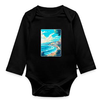 Nice France Vintage Travel Poster WPA Art Souvenir - Organic Longsleeve Baby Bodysuit - black - Front