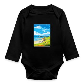 Isle Of Colonsay Schottland Vereinigtes Königreich Reiseposter WPA - Baby Bio-Langarm-Body - Schwarz - Vorne