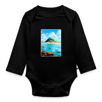 Marazion Cornwall England Uk Travel Poster WPA - Organic Longsleeve Baby Bodysuit - black - Front