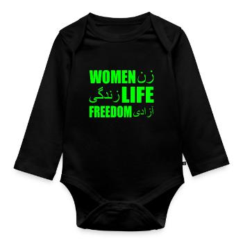 Women life freedom - Body Bébé bio manches longues - noir - Devant