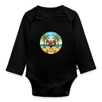 Berger De Beauce Dog Breed Cartoon Sunglass Beach - Organic Longsleeve Baby Bodysuit - black - Front