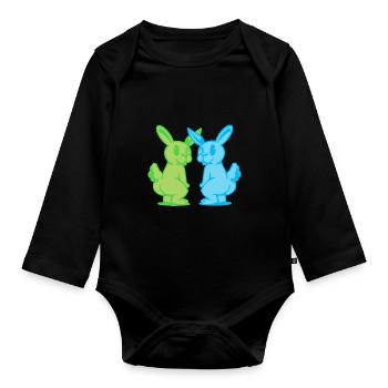 Bunny Bunny Retro Rabbit Rodent Rodent Rodent 80s - Organic Longsleeve Baby Bodysuit - black - Front