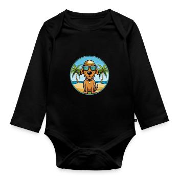 Polnische Jagdhund Hund Rasse Cartoon Sonnenbrille - Baby Bio-Langarm-Body - Schwarz - Vorne