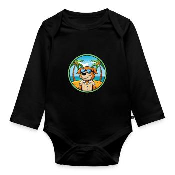 Poitevin Hound Hund Rasse Cartoon Sonnenbrille Strand - Baby Bio-Langarm-Body - Schwarz - Vorne