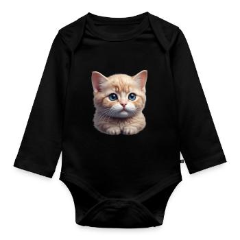 Süßes, kleines Kätzchen - Baby Bio-Langarm-Body - Schwarz - Vorne