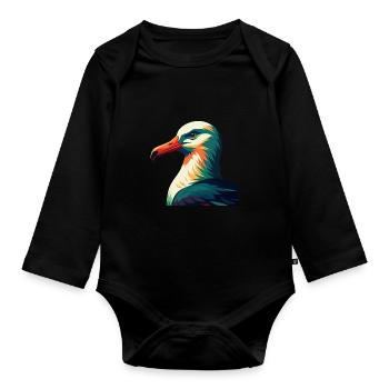 Albatross Cartoon Character Colorful Pet Animal - Organic Longsleeve Baby Bodysuit - black - Front