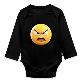 Angry Emoticon Emotion - Organic Longsleeve Baby Bodysuit - black - Front