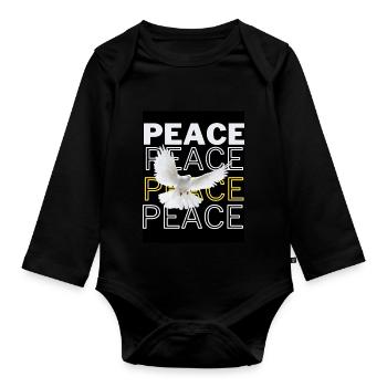 PeaceZeichen Friedenstaube - Baby Bio-Langarm-Body - Schwarz - Vorne