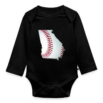 Georgia (USA) | real baseball | Map - Organic Longsleeve Baby Bodysuit - black - Front