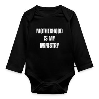 La maternité est mon ministère - Body Bébé bio manches longues - noir - Devant