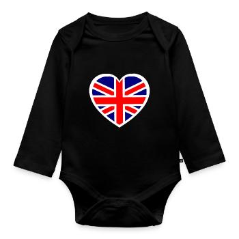 Das britische Herz - Baby Bio-Langarm-Body - Schwarz - Vorne