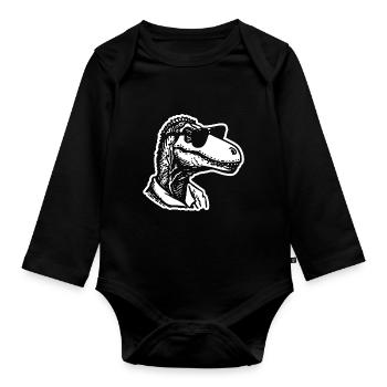 Dino Dinosaurier - Baby Bio-Langarm-Body - Schwarz - Vorne