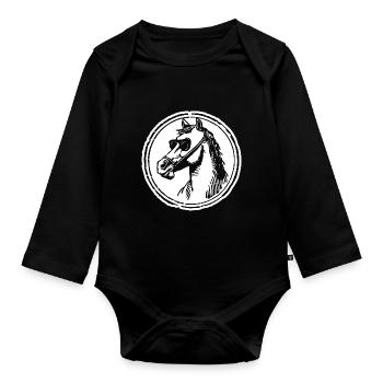 Cheval Chevaux Tête de cheval - Body Bébé bio manches longues - noir - Devant