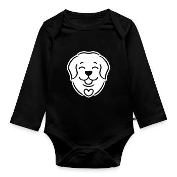 Golden Retriever Dog - Organic Longsleeve Baby Bodysuit - black - Front
