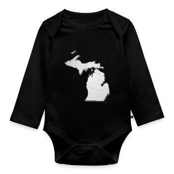 Michigan (USA) | echter Volleyball | Landkarte - Baby Bio-Langarm-Body - Schwarz - Vorne