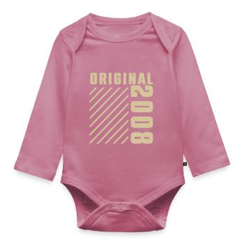 Original 2008 Authentisch 2008 Vintage Bursdag - Baby Bio-Langarm-Body - Mauve - Vorne
